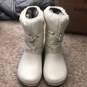 White Crocs Snow Shoes